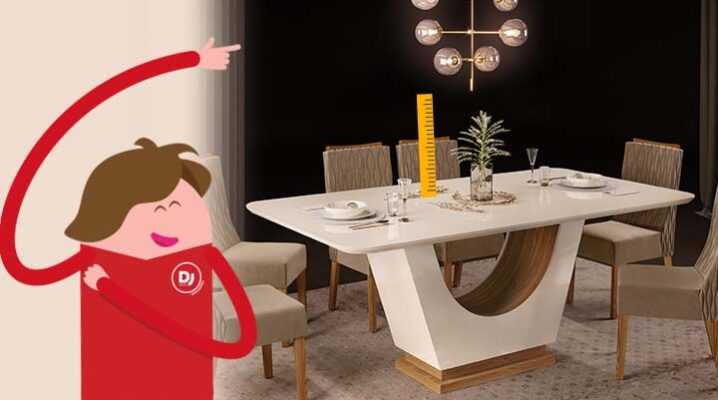 Qual a distância recomendada entre o lustre / pendente e a mesa de jantar?