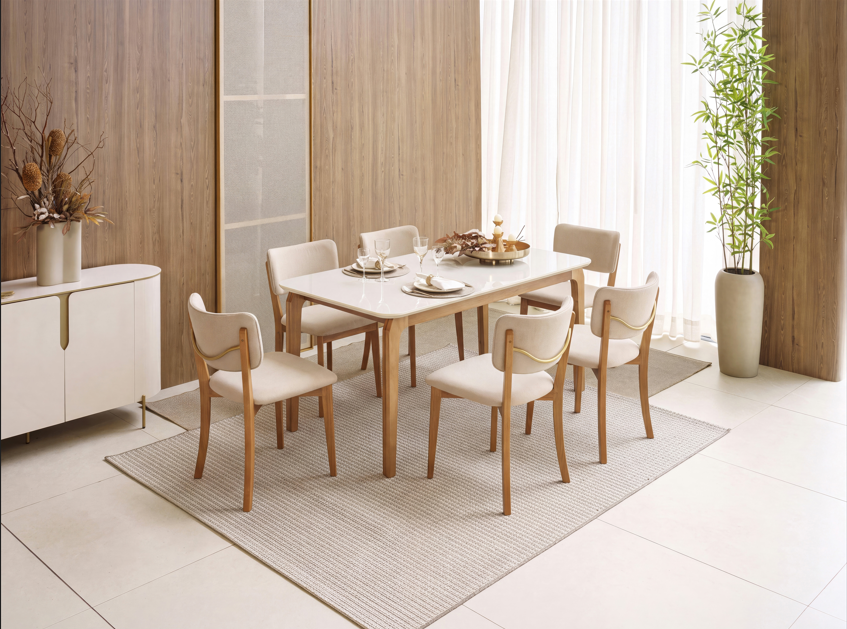 MESA SERENA MADEIRA 1800 MM + CADEIRA VICKY MADEIRA