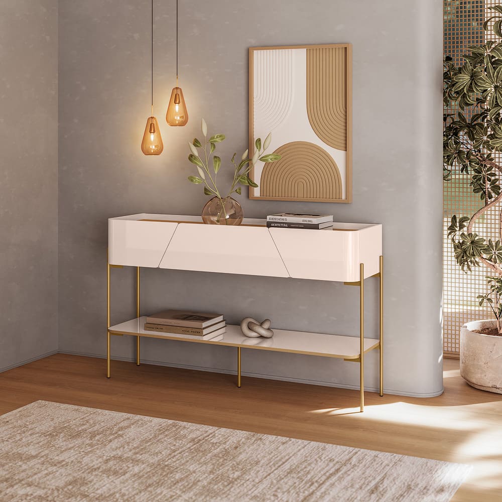 Deseo - Aparador Liara - Dourado e Off White - Ambiente - Ecommerce