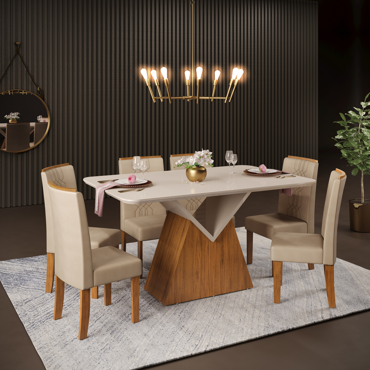 MESA 1360 ARGO FREIJO OFF WHITE + 6 CADEIRAS ZOE FREIJO VL CREME (1) (1)