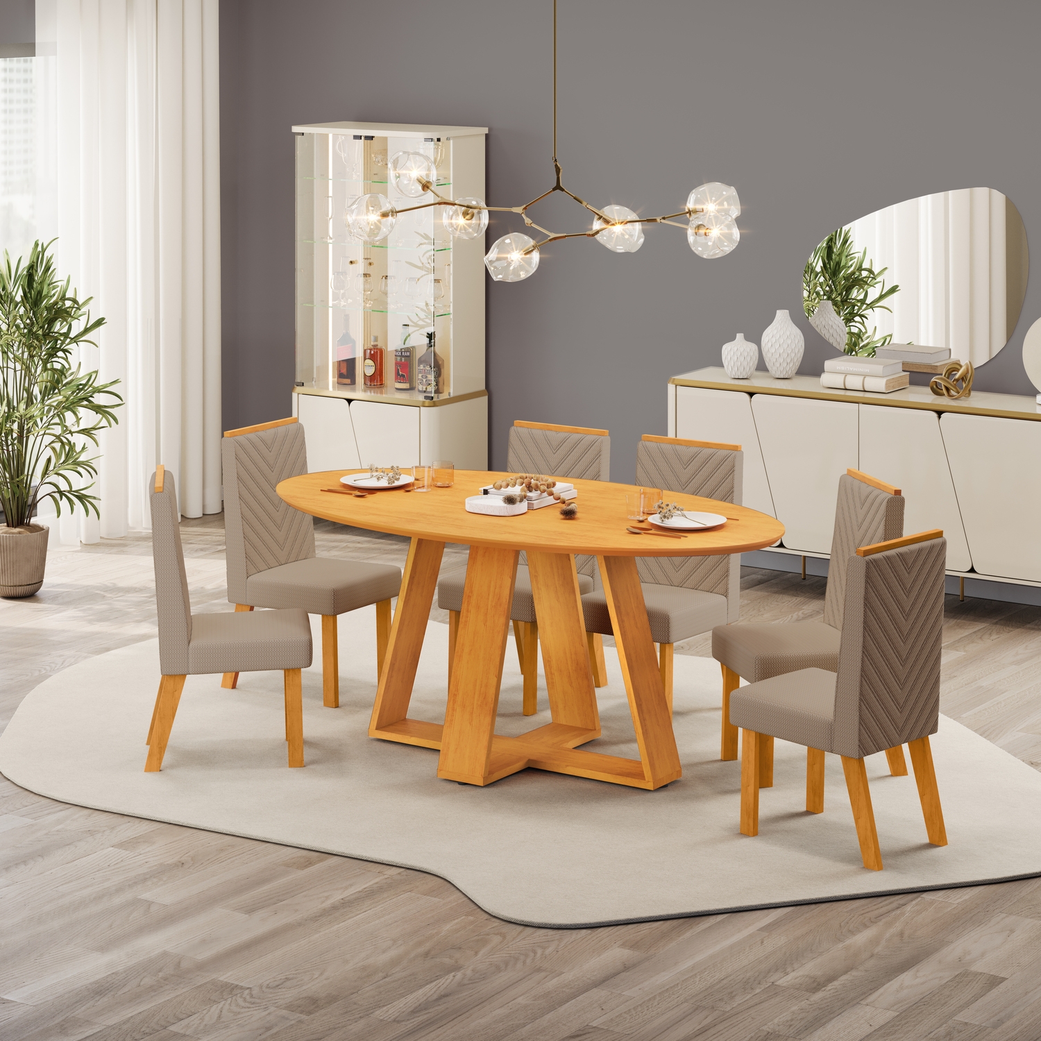 MESA CELESTE - 1830X1000X25 CEDRO CEDRO CONJUNTO CADEIRA NARA CEDRO LINHO BEGE copiar