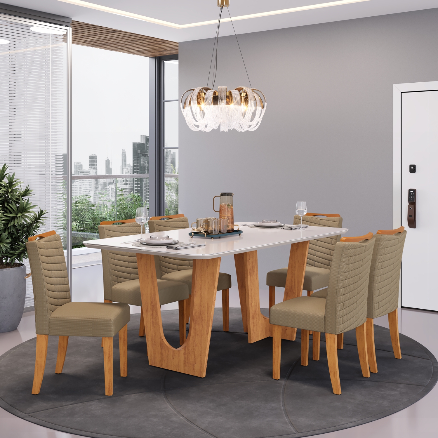 MESA NALA 1700X900 CEDRO OFF + 06 CADEIRAS JULIA CEDRO LINHO BEGE.jpg