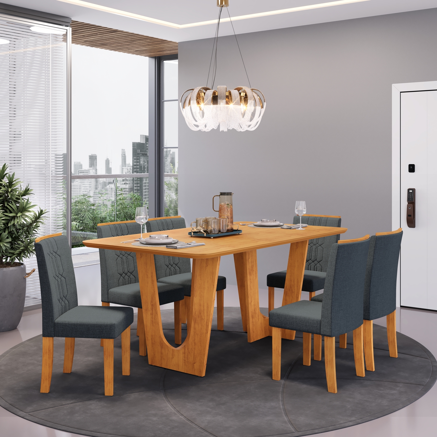 MESA NALA CEDRO COM TAMPO 1700X900 CEDRO - 06 CADEIRAS ZOE CEDRO L GRANITO.jpg