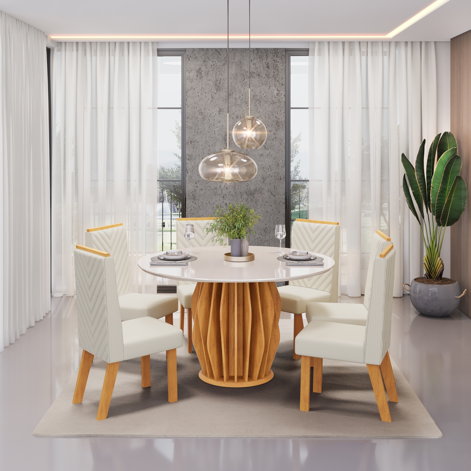 MESA TOKYO CEDRO TAMPO ORGANICO 1360 OFF WHITE CADEIRA NARA L NEVE - AMBIENTE copiar