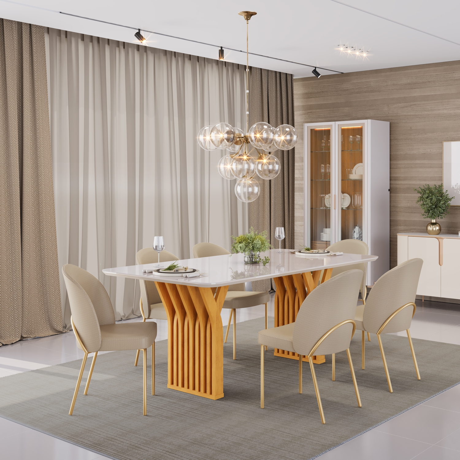 MESA YARA CEDRO COM TAMPO OFF 1800X1000 - 06 CADEIRA LIZY LINHO BEGE copiar