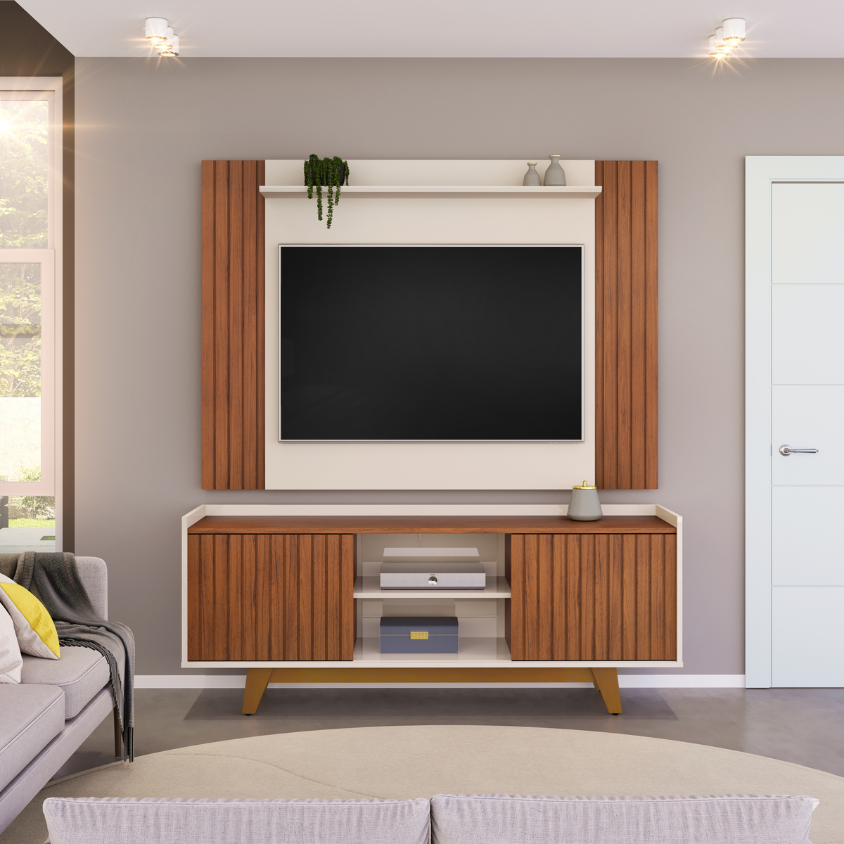 RACK FLAT + PAINEL TREND FREIJÓ OFF WHITE - FRONTAL (1)