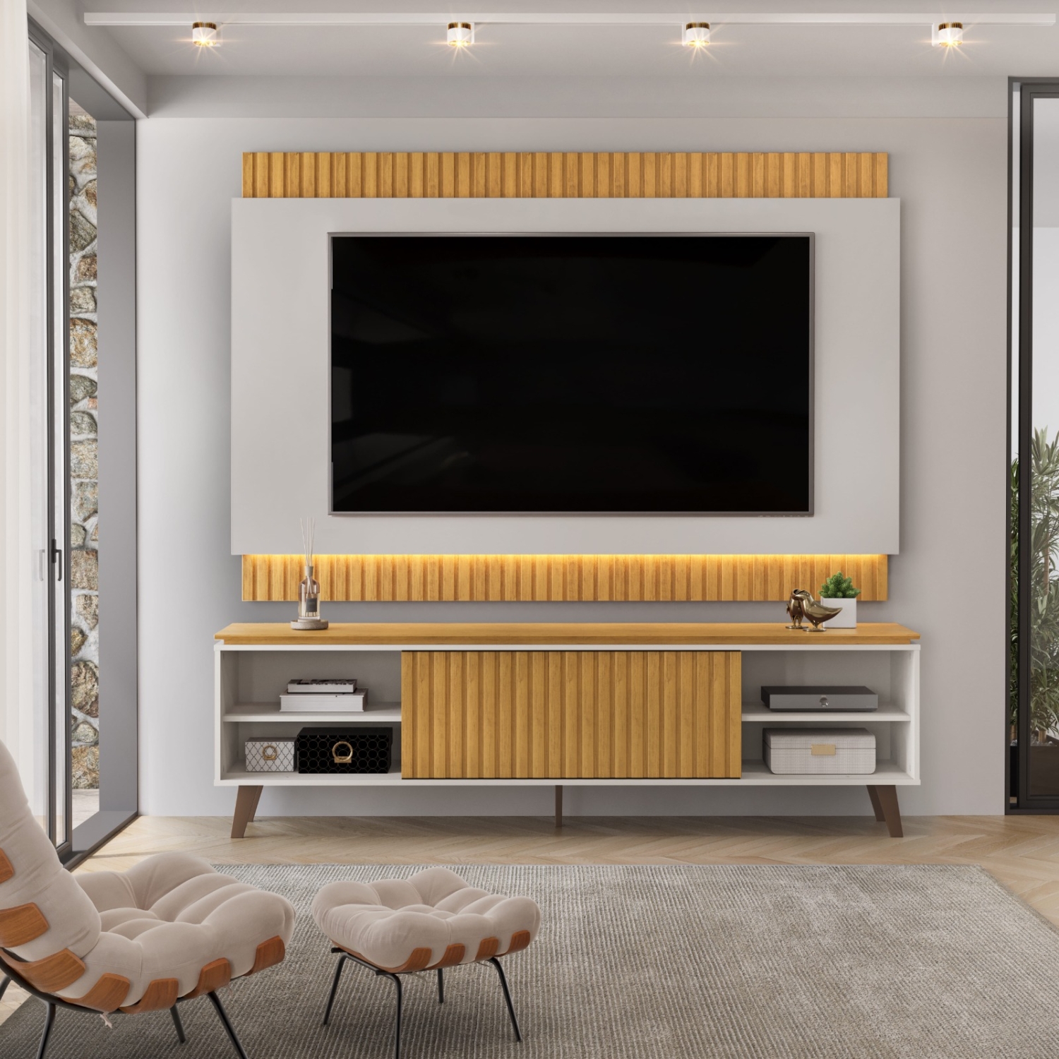 PAINEL LOREN CEDRO BALI COM LED - AMBIENTE FRONTAL