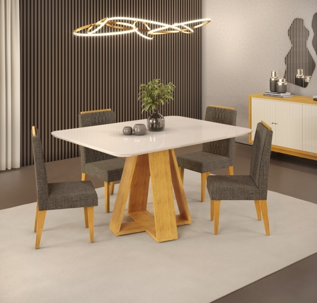MESA CELESTE 1200 CEDRO - OFF CAD LIA TEC LINHO CANELA