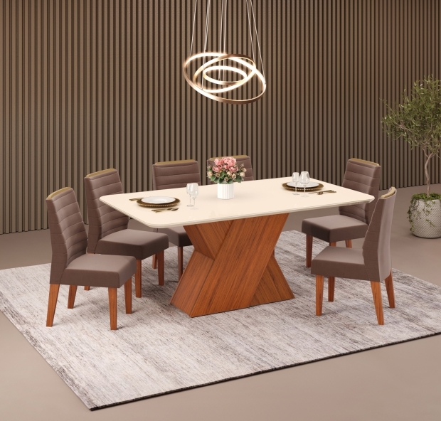MESA RUBI 1700X900 FREIJO FREIJO OFF WHITE + 06 CAD ONDINA FREIJÓ VELUDO MOCA (1)