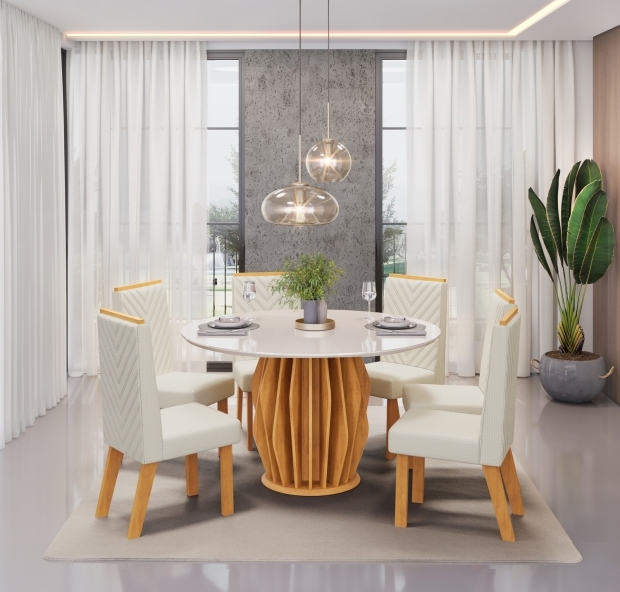 MESA TOKYO CEDRO TAMPO ORGANICO 1360 OFF WHITE CADEIRA NARA L NEVE - AMBIENTE copiar