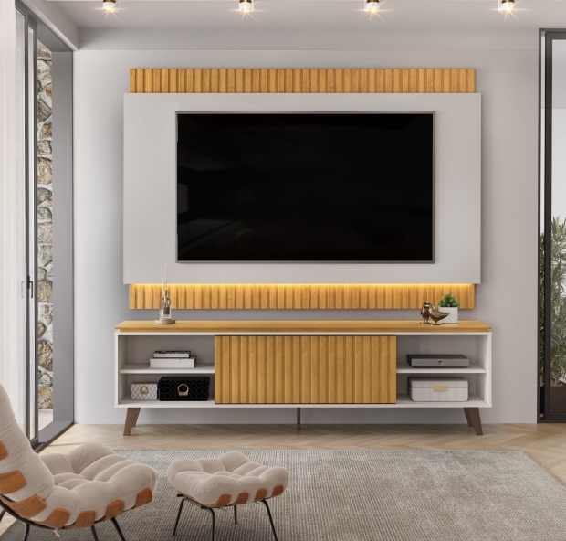 PAINEL LOREN CEDRO BALI COM LED - AMBIENTE FRONTAL