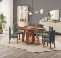 MESA CELESTE - 1830X1000X25 FREIJO FREIJO  CONJUNTO CADEIRA NARA FREIJO LINHO GRANITO