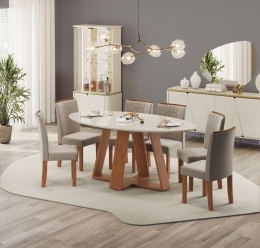MESA CELESTE FREIJO  TP ORGANICO 1800X1000 OFF WHITE + 6 CADEIRA ZOE FREIJO  CREME copiar