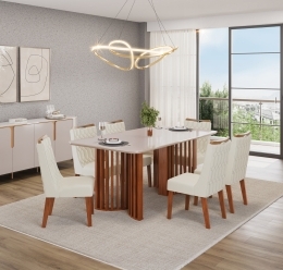 MESA LUMA FREIJO 1700 FREIJO OFF WHITE + 6 CADEIRAS BIA FREIJO L NEVE - AMB copiar