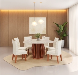 MESA TOKYO TP 1360X1360 ORG DOURADO FREIJO OFF - ONDINA LINHO NEVE