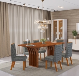 MESA YARA 1800X1000 FREIJO COM TP FREIJO CADEIRA ISLA LINHO GRANITO AJUSTE