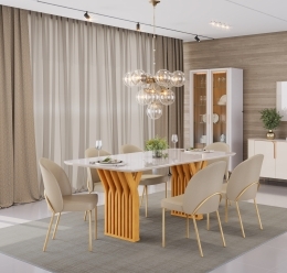 MESA YARA CEDRO COM TAMPO OFF 1800X1000 - 06 CADEIRA LIZY LINHO BEGE copiar